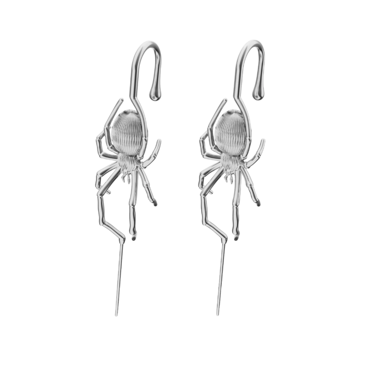 Arachnid Kiss ear cuffs in silver, a pair