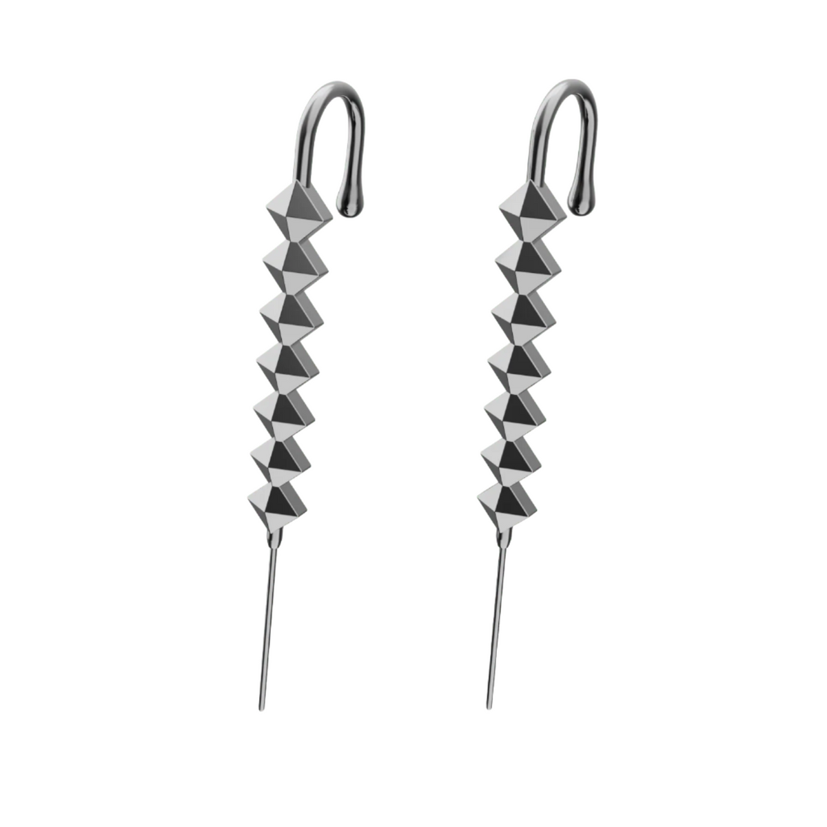 Studded ear cuffs in black, a pair