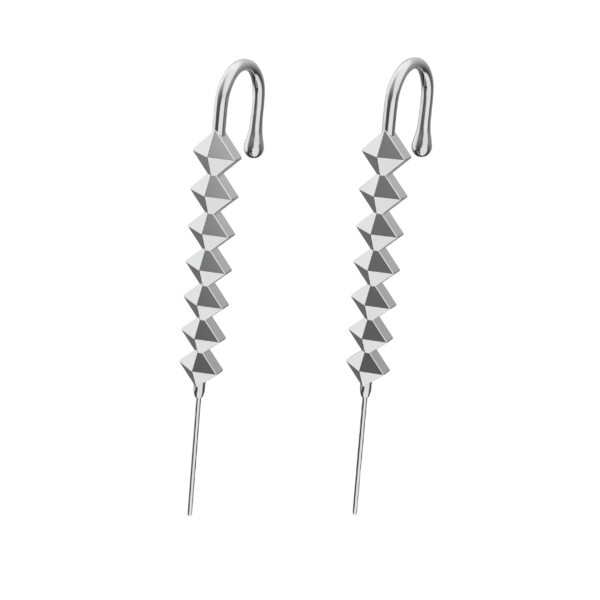 Studded ear cuffs in silver, a pair
