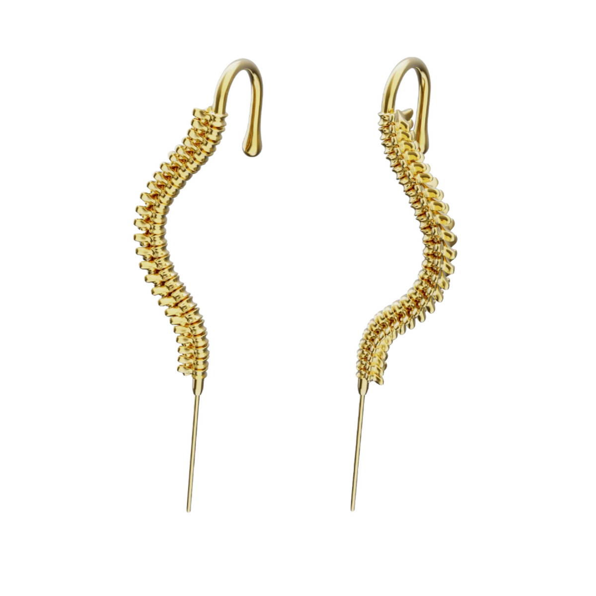 Spine-Chilling ear cuffs in gold, a pair