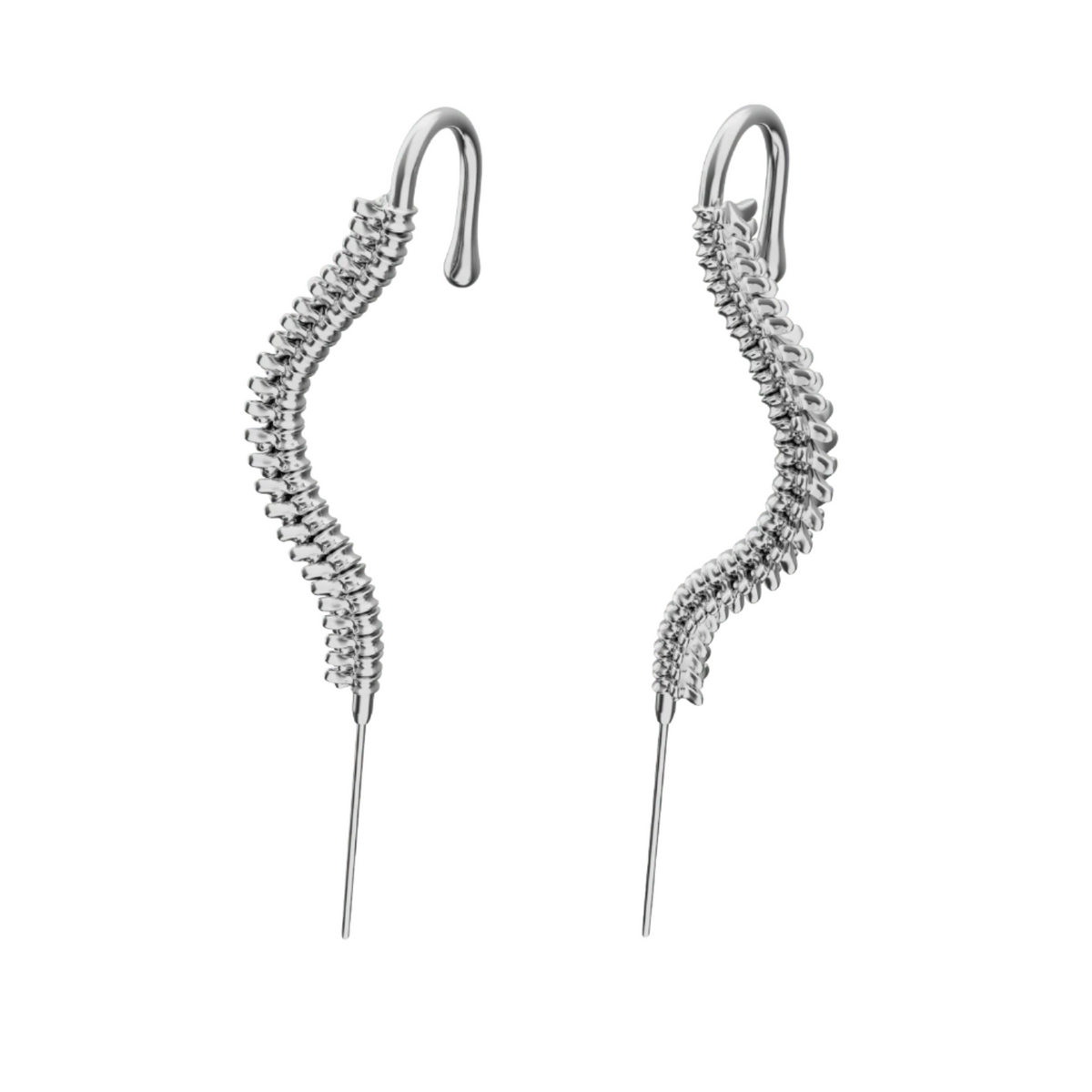 Spine-Chilling ear cuffs in silver, a pair