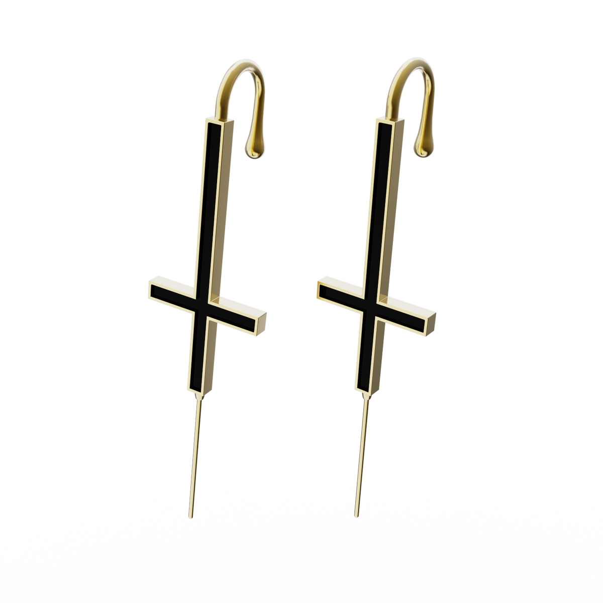 St. Peter Cross ear cuffs in gold, a pair