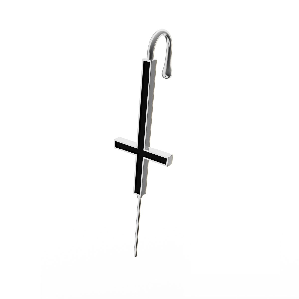 St. Peter Cross ear cuff in silver, single