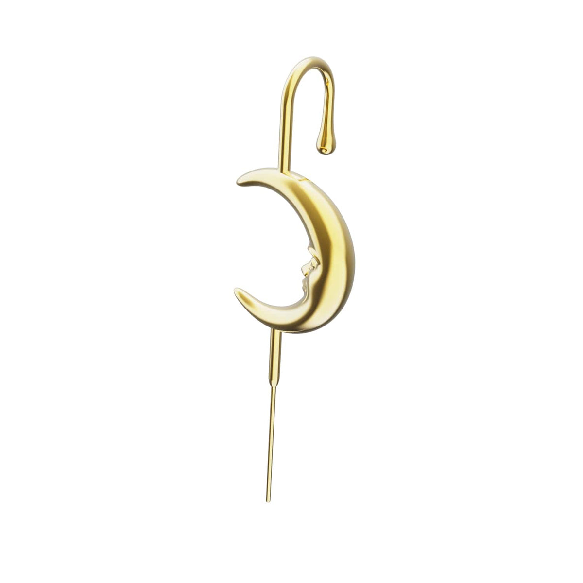 Sun & Moon ear cuff in gold on a black ear form