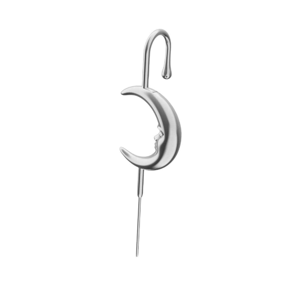 Sun & Moon ear cuff in silver on a black ear form