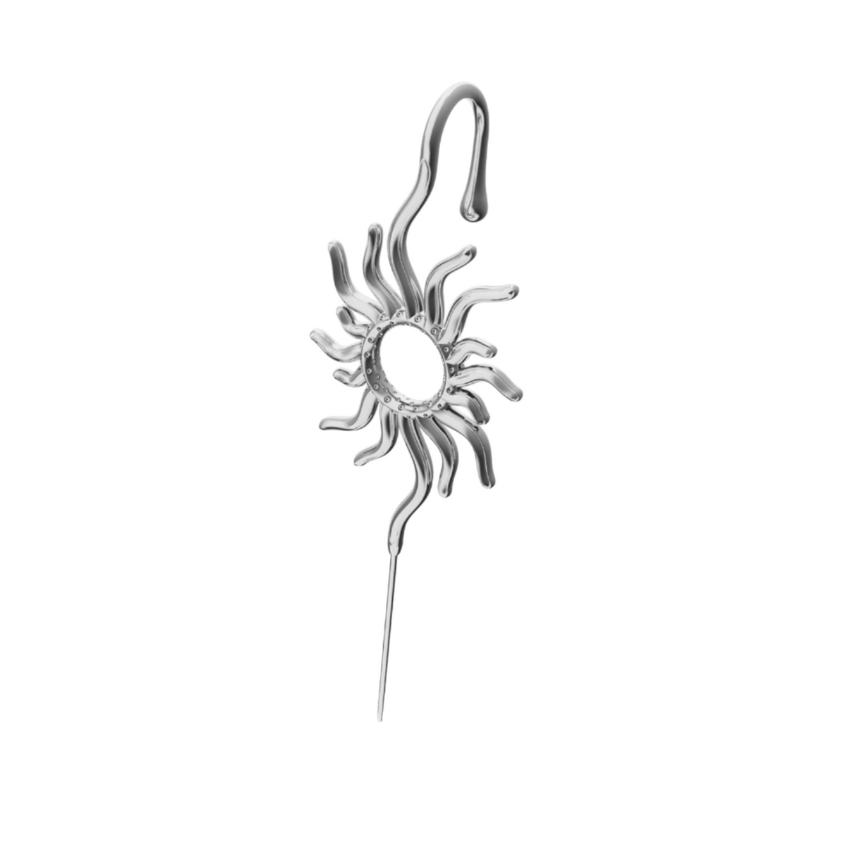 Sunfire ear cuff in silver, single