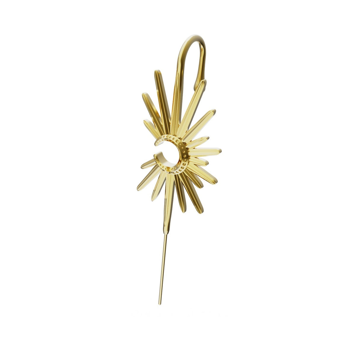 Sunray ear cuff in gold, left-ear version