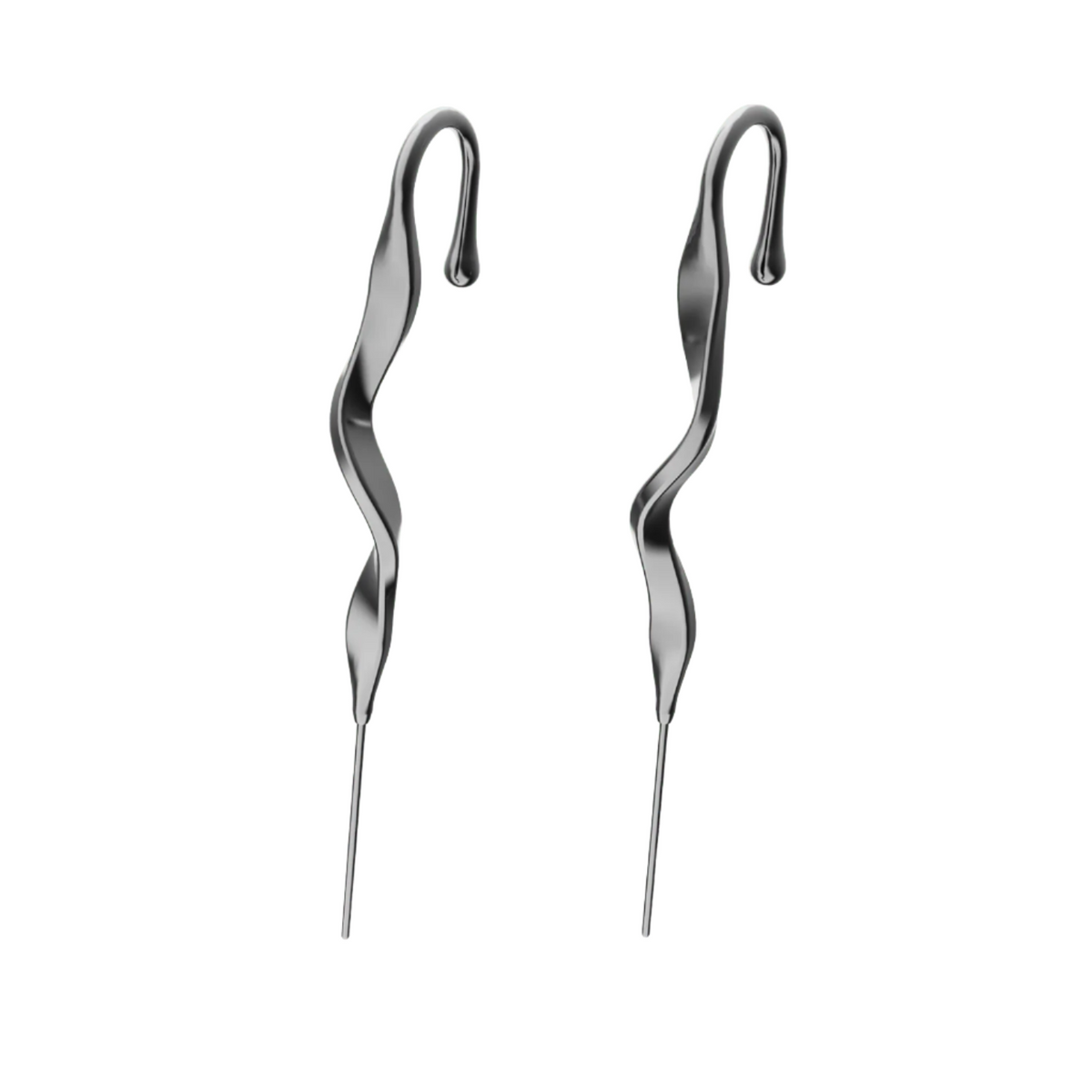 Twisted ear cuffs in black, a pair