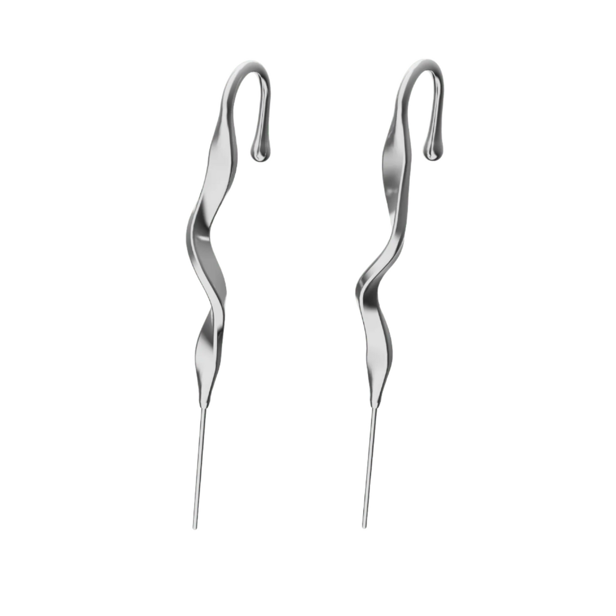 Twisted ear cuffs in silver, a pair
