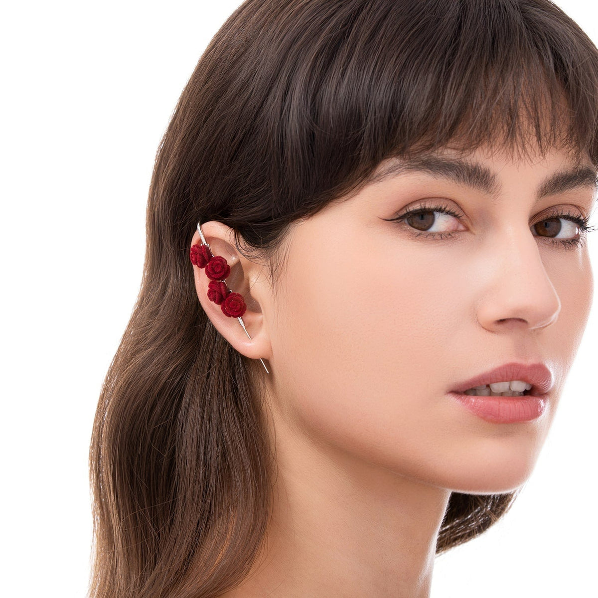 Thorn & Grace ear cuff worn on the ear, profile view