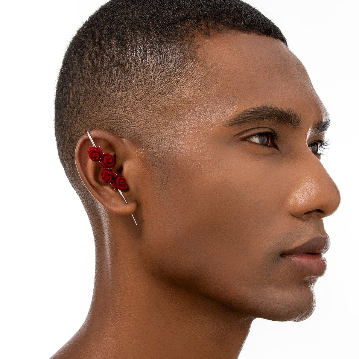 Thorn & Grace ear cuff worn on the ear, profile view