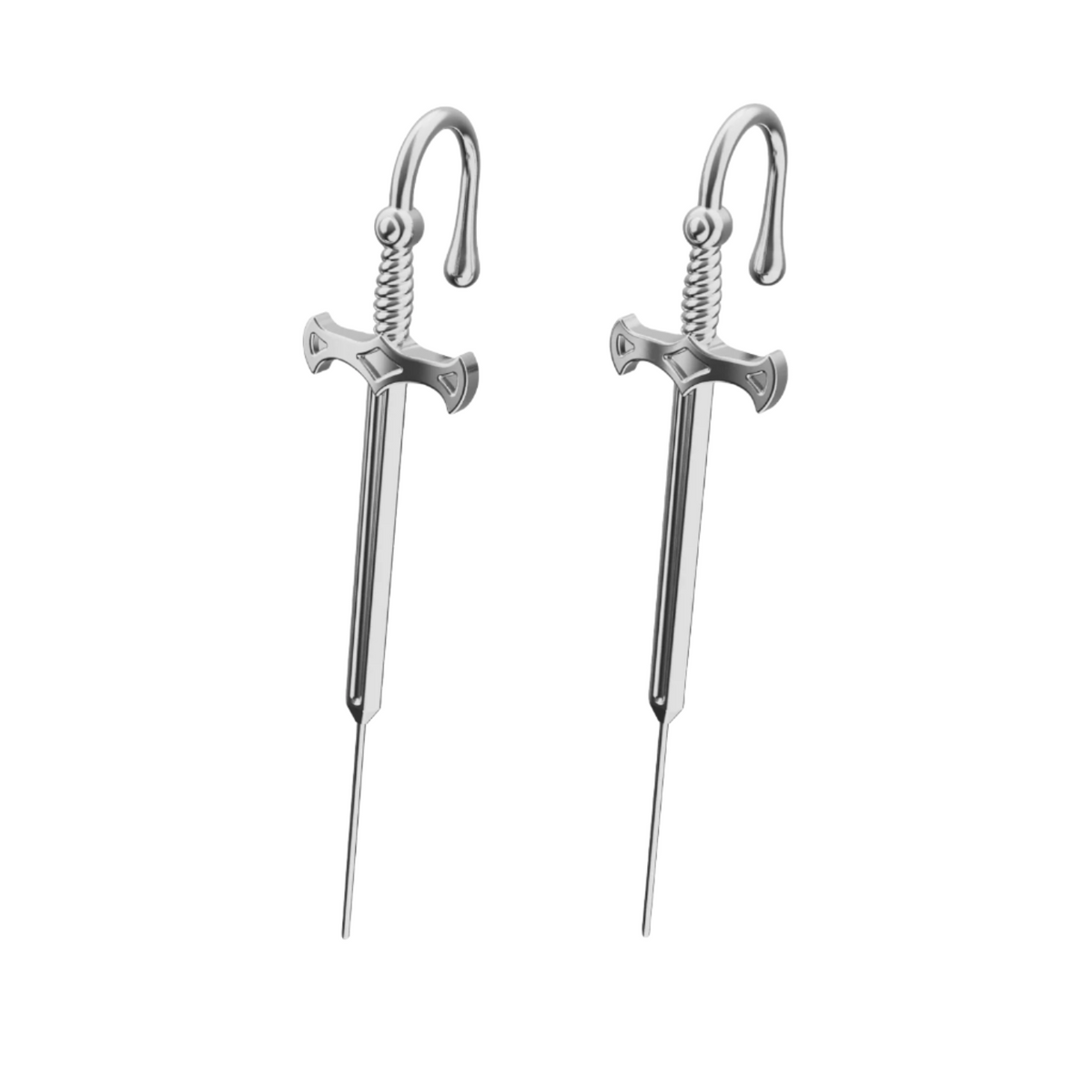 Titan's Edge ear cuffs in silver, a pair