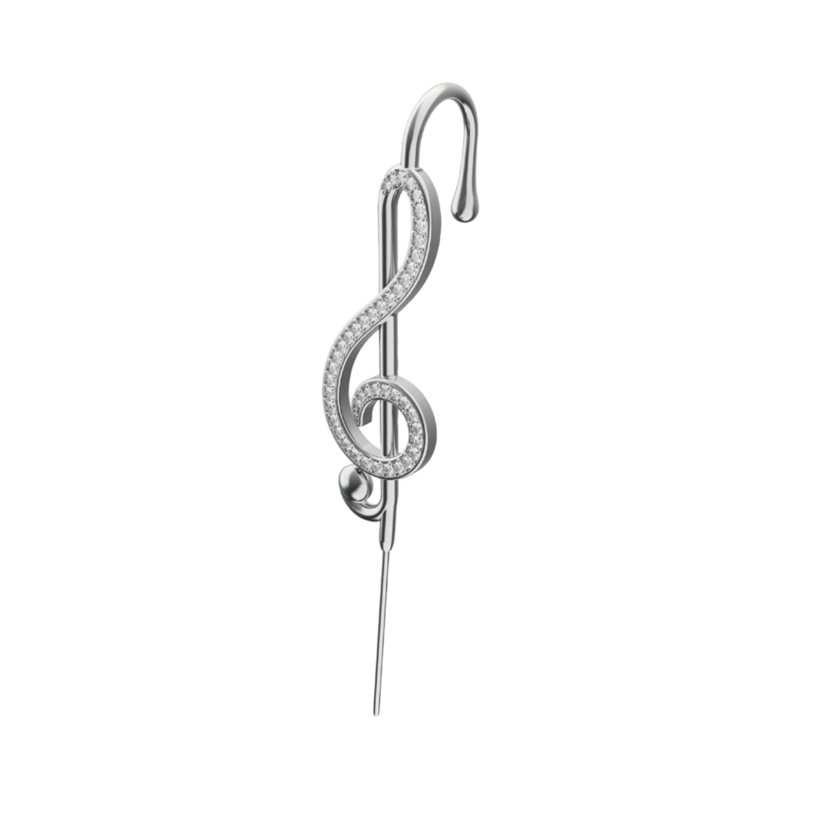 Treble Clef ear cuff in silver, single