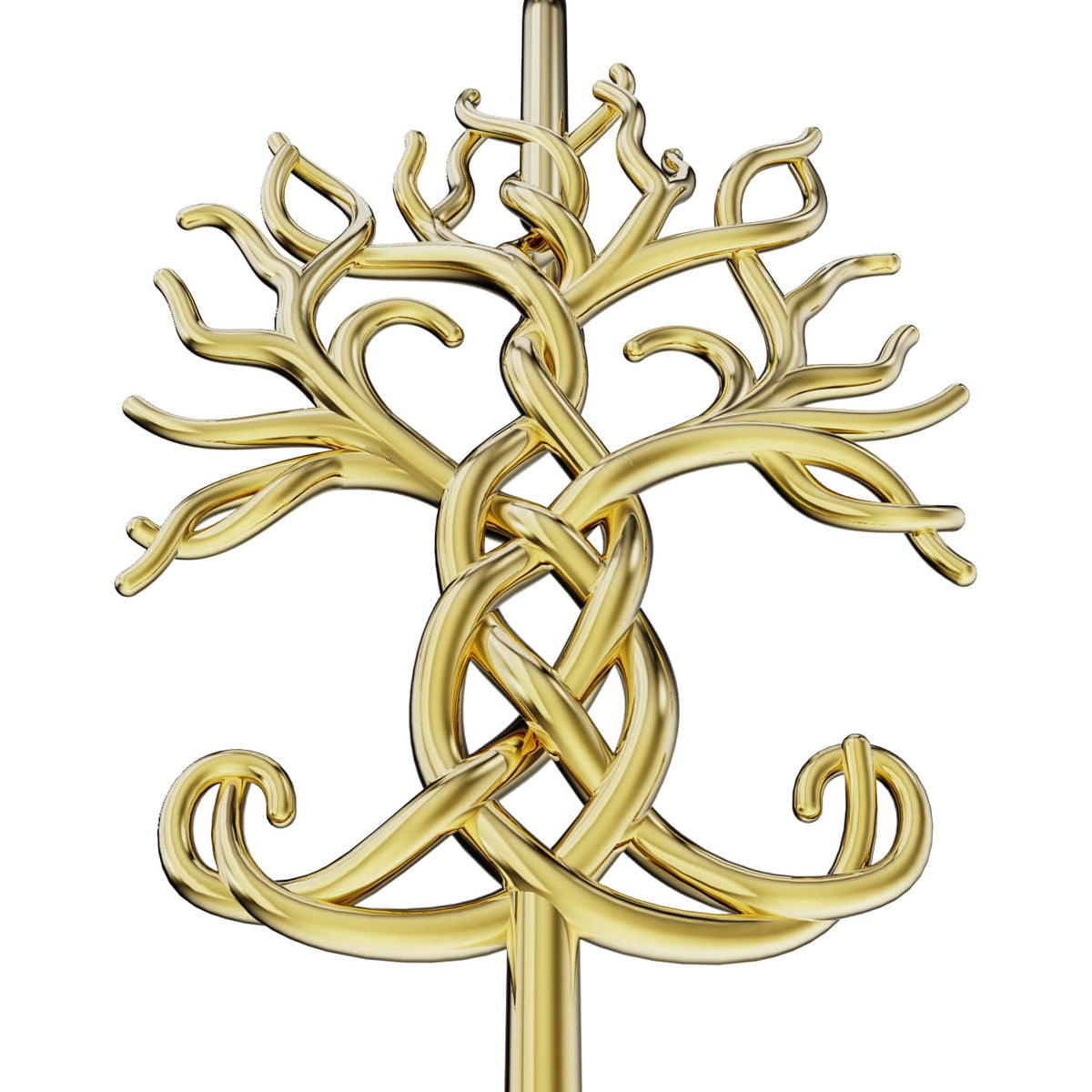 Tree of Life ear cuff in gold, close detail