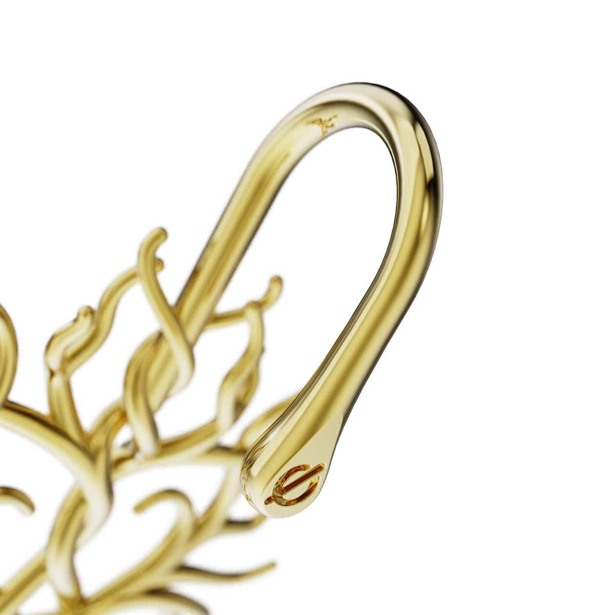 Tree of Life ear cuff in gold, the hook that sits over the ear