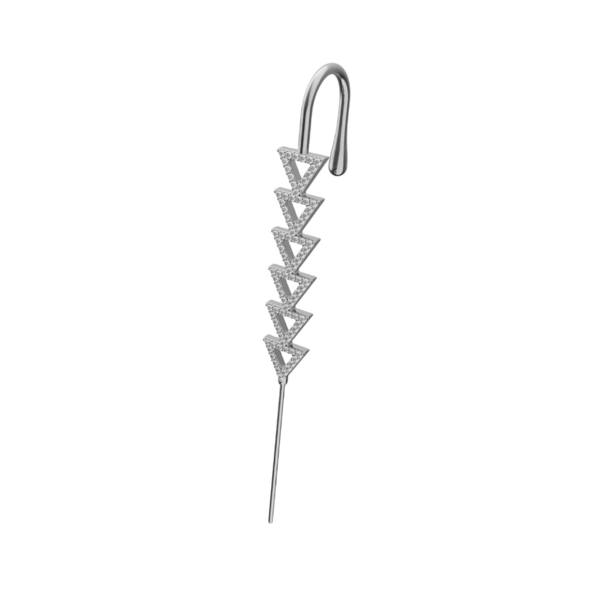 Triangle ear cuff in silver, single