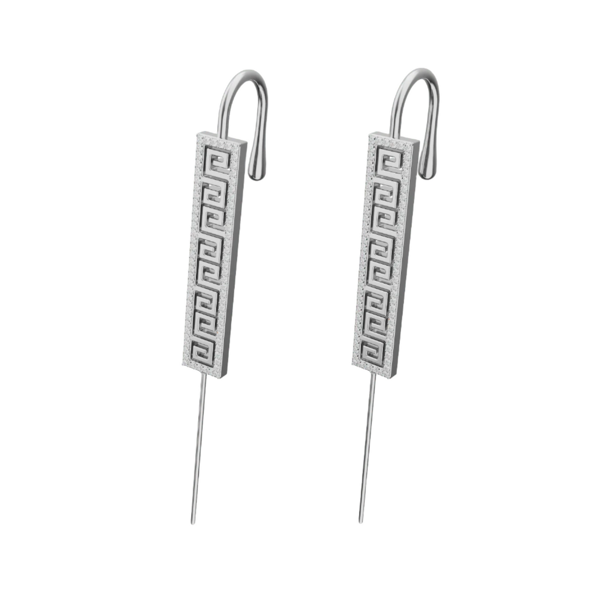 Tribal ear cuffs in silver, a pair