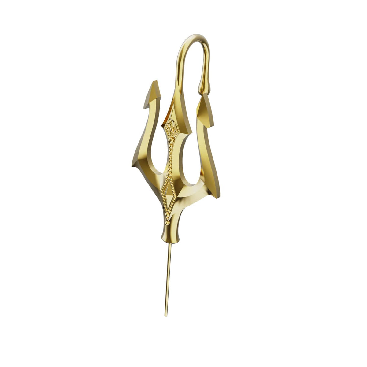 Poseidon's Trident ear cuff in gold, single