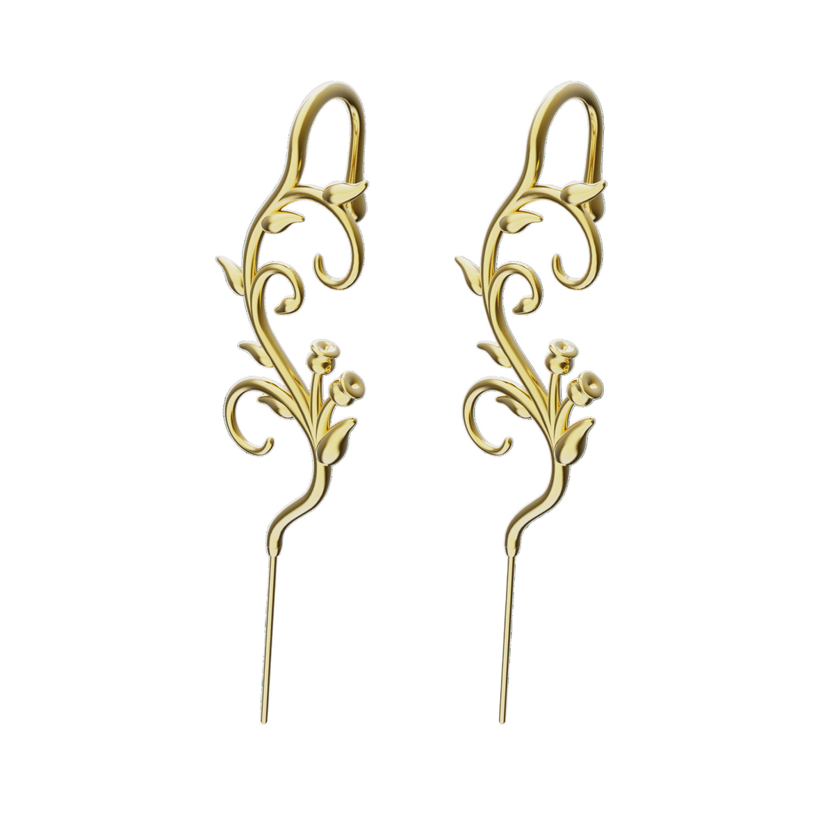 Enchanted Vine ear cuffs in gold, a pair