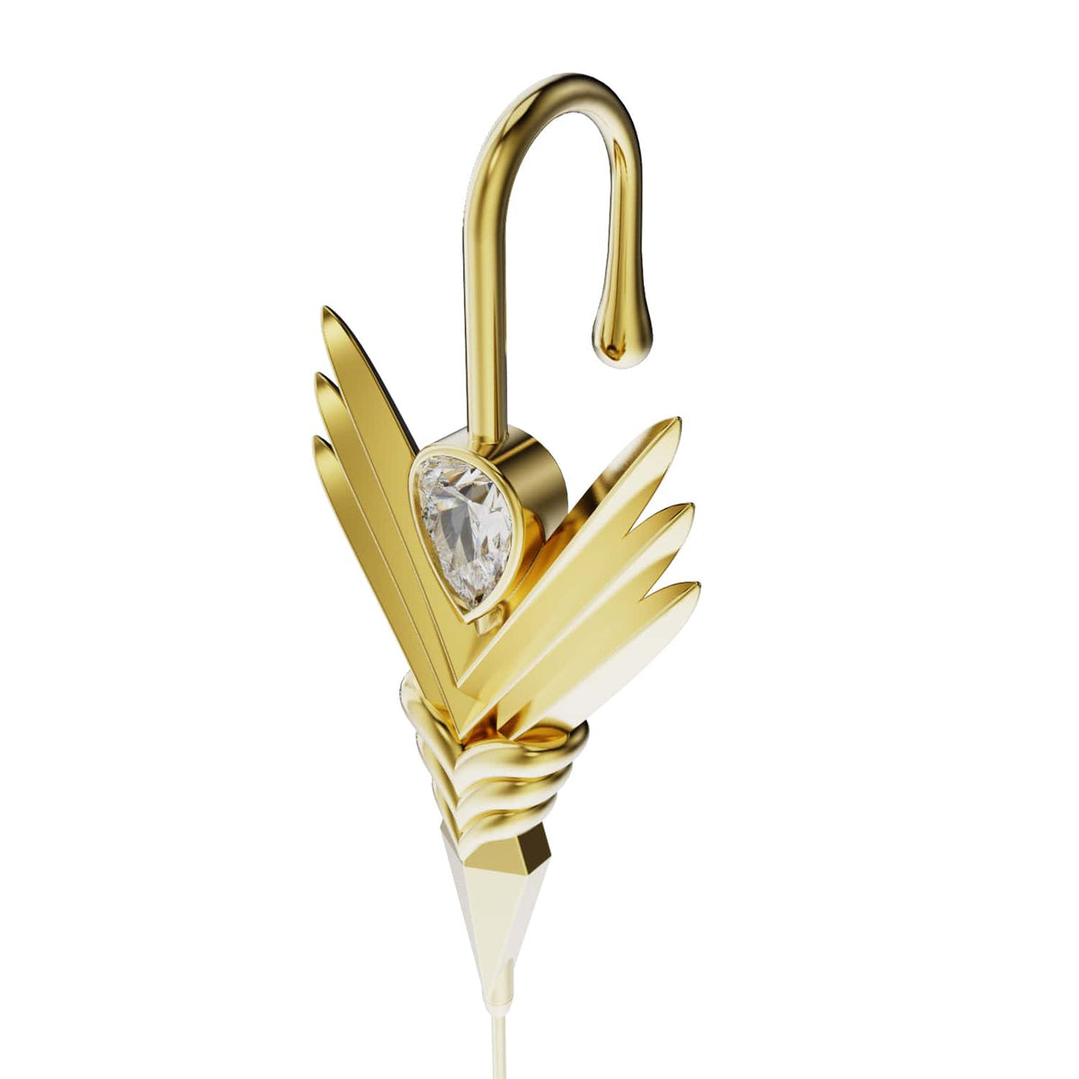 Cosmic Wand ear cuff in gold, close detail
