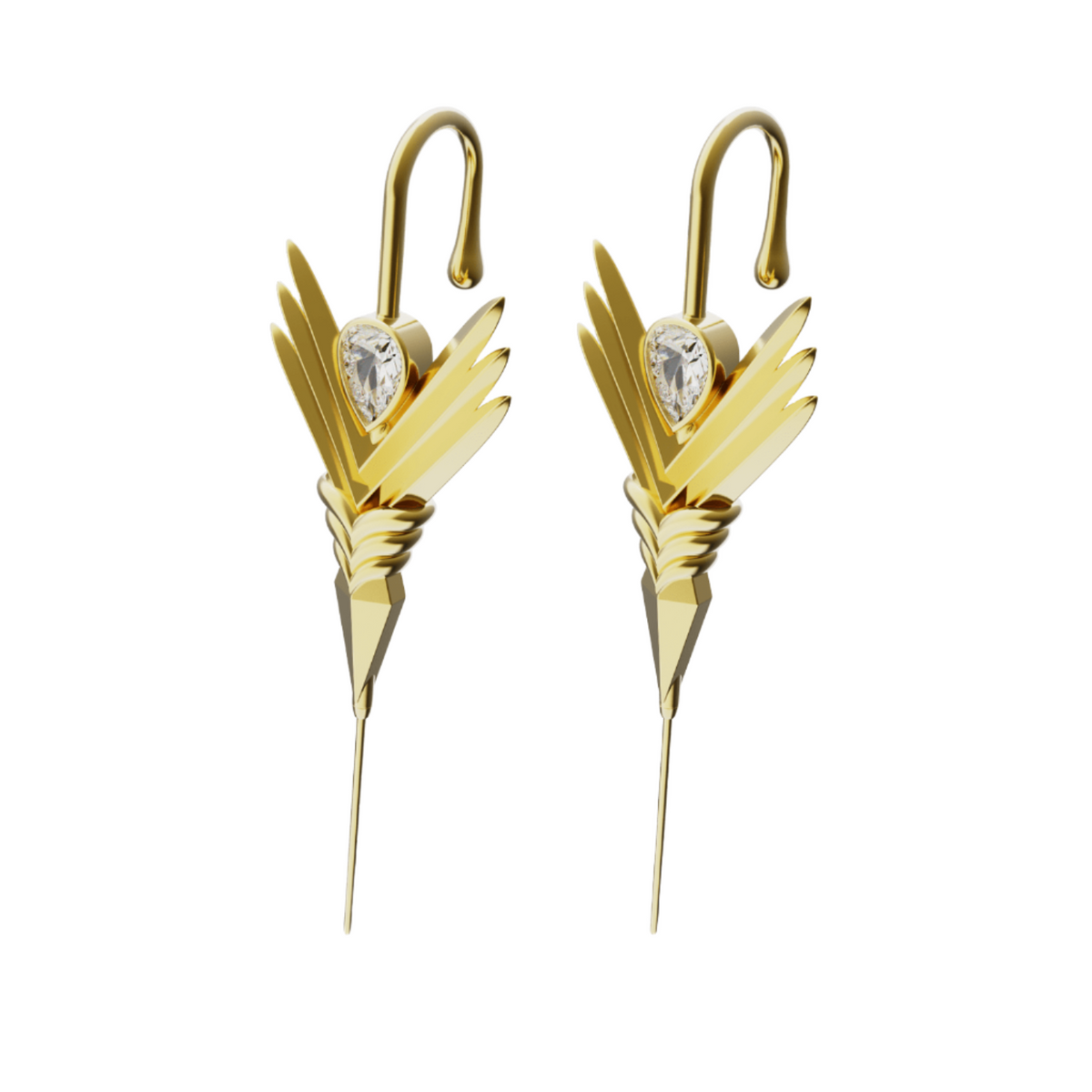 Cosmic Wand ear cuffs in gold, a pair