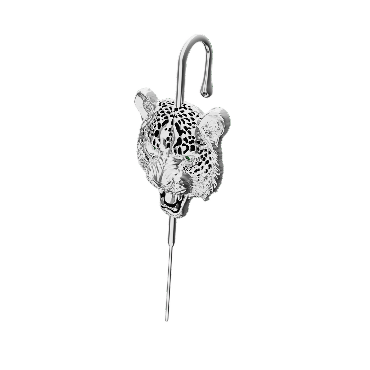 Savage Leopard ear cuff in silver, single
