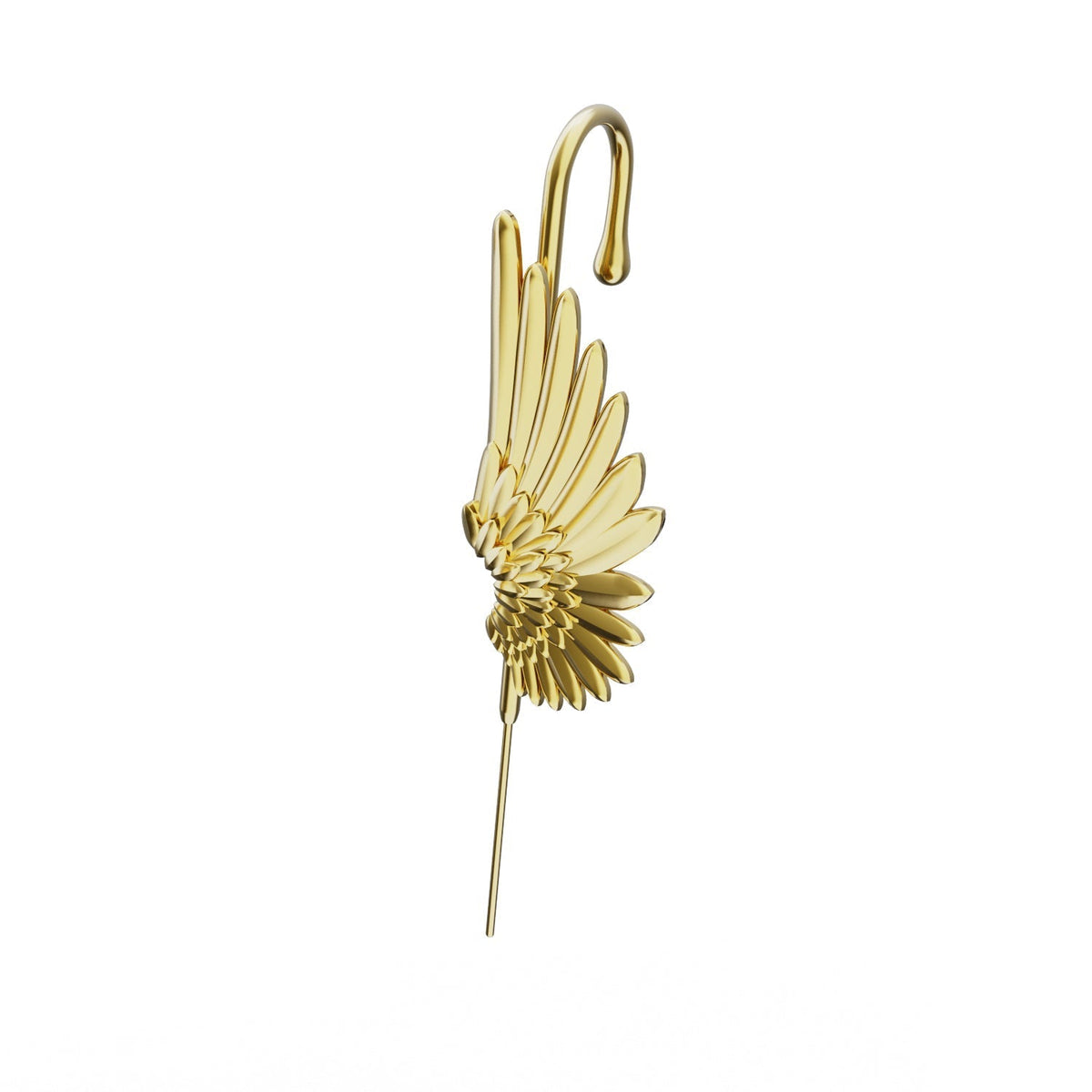 Celestial Wing ear cuff in gold on a black ear form