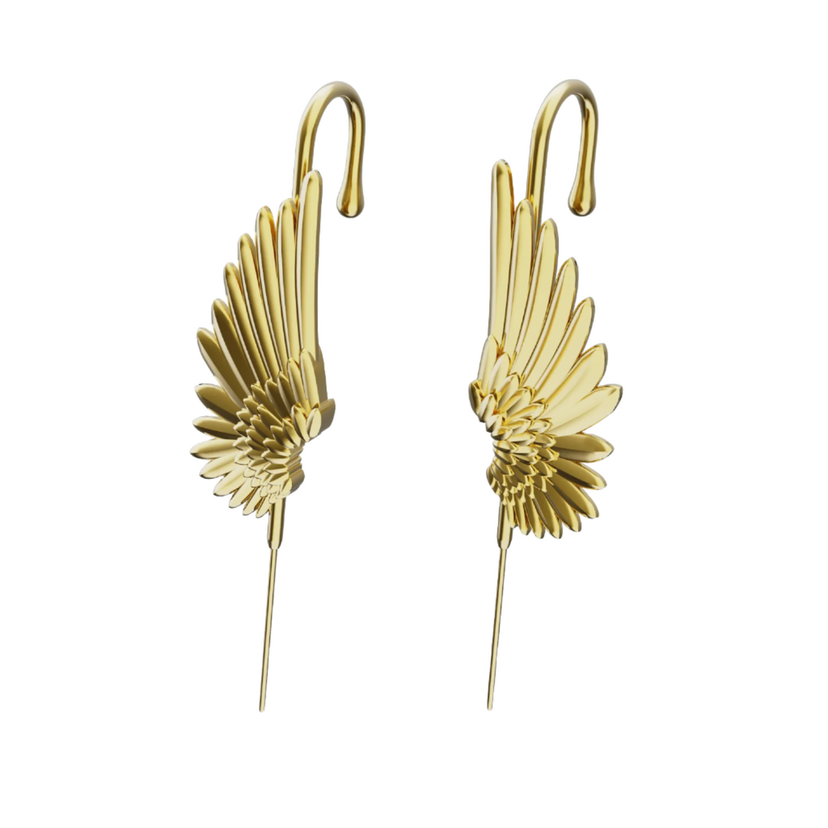 Celestial Wing ear cuffs in gold, a pair