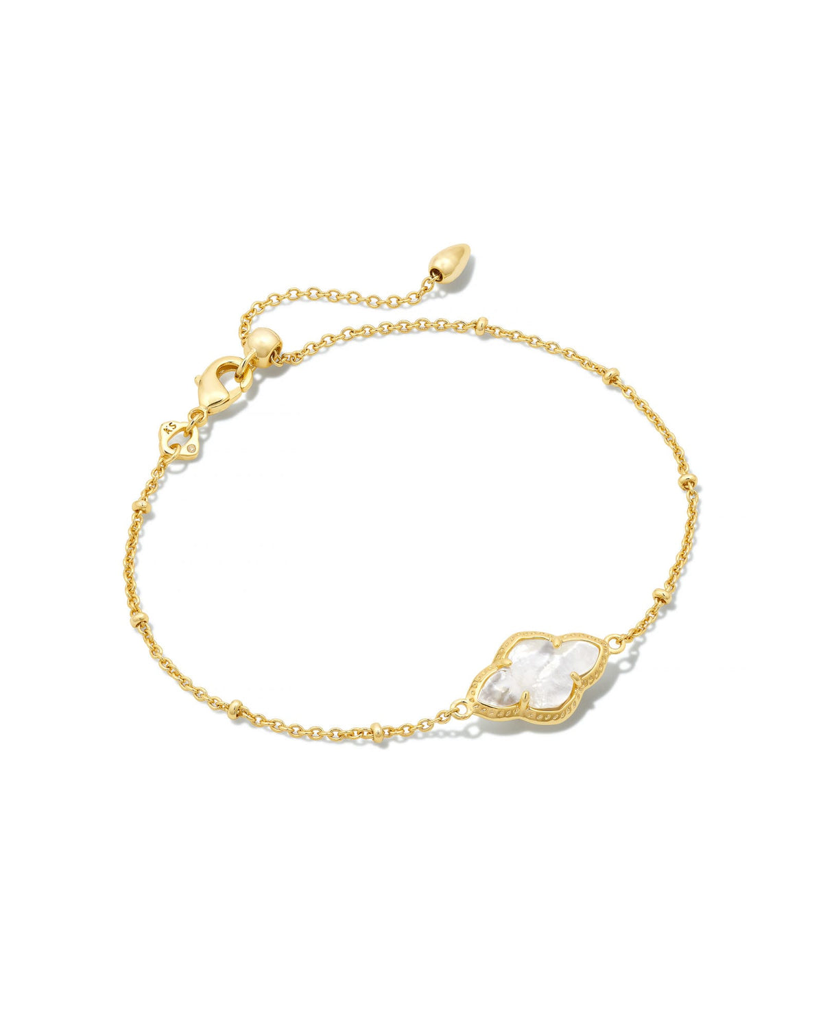 Avaline Abbie Gold Satellite Chain Bracelet in Rose Quartz