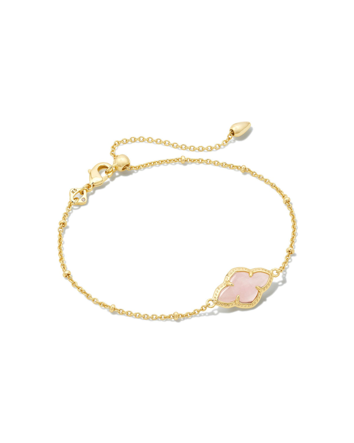 Avaline Abbie Gold Satellite Chain Bracelet in Rose Quartz