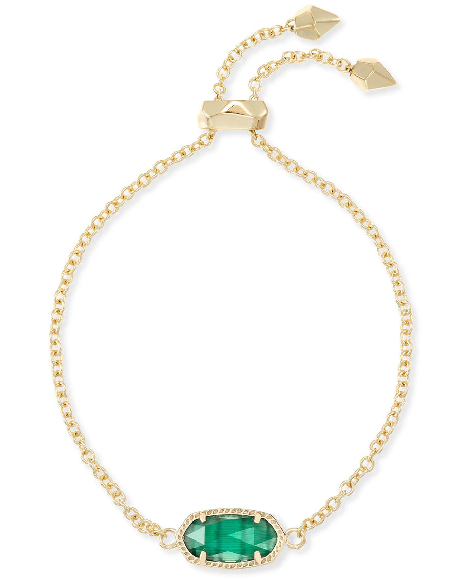 Avaline Elaina Gold Adjustable Chain Bracelet in Emerald Cat’s Eye
