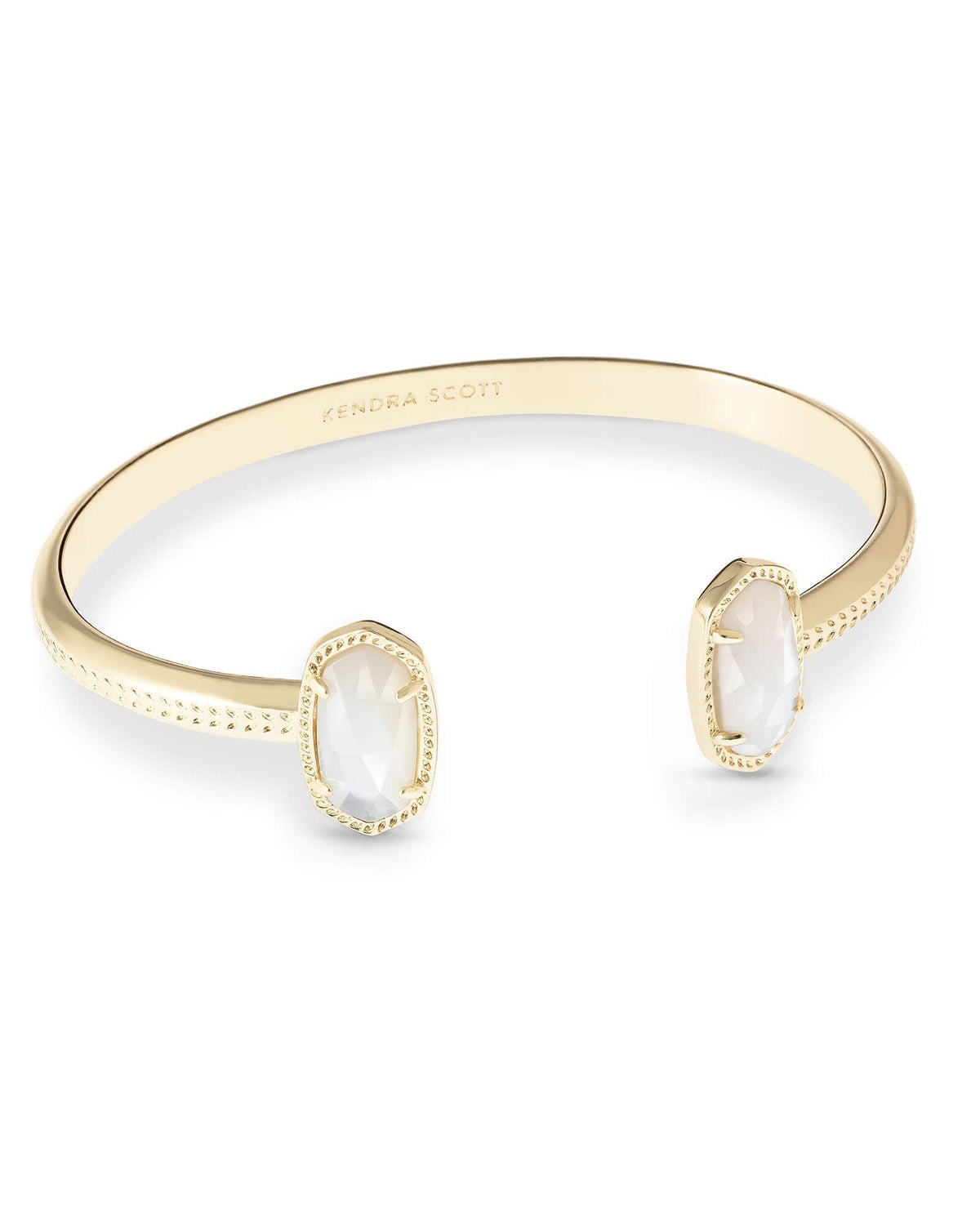 Avaline Elton Gold Cuff Bracelet in Ivory Mother-of-Pearl