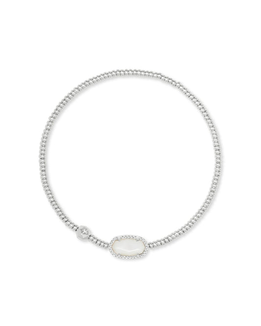 Avaline Grayson Silver Stretch Bracelet in Ivory Mother-of-Pearl