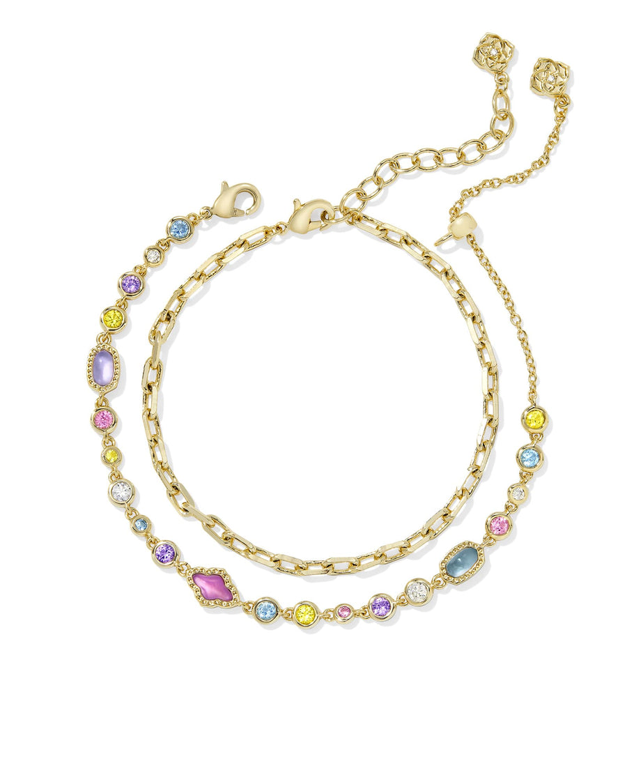 Avaline Mini Elisa and Abbie Gold Set of 2 Delicate Chain Bracelets