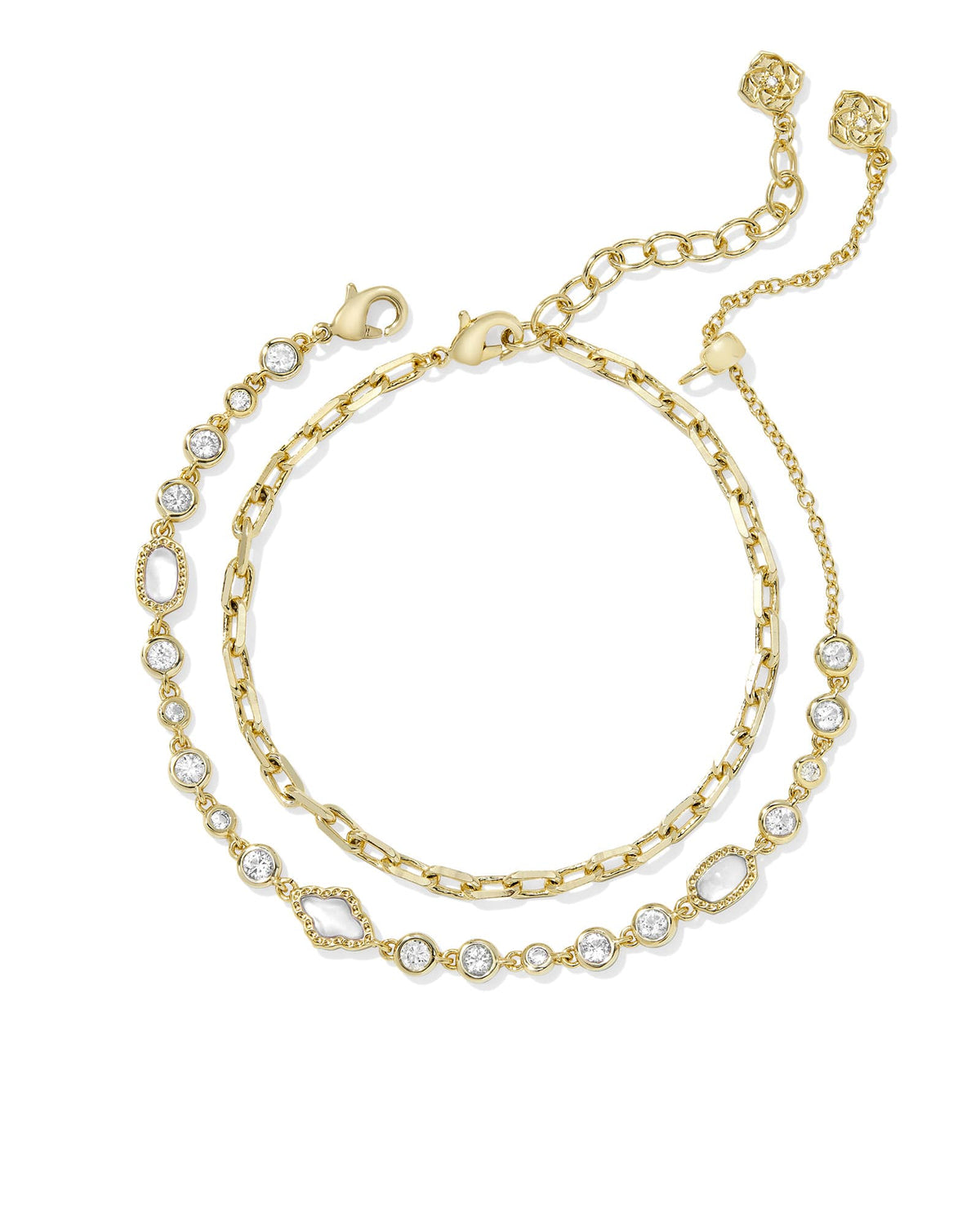 Avaline Mini Elisa and Abbie Gold Set of 2 Delicate Chain Bracelets