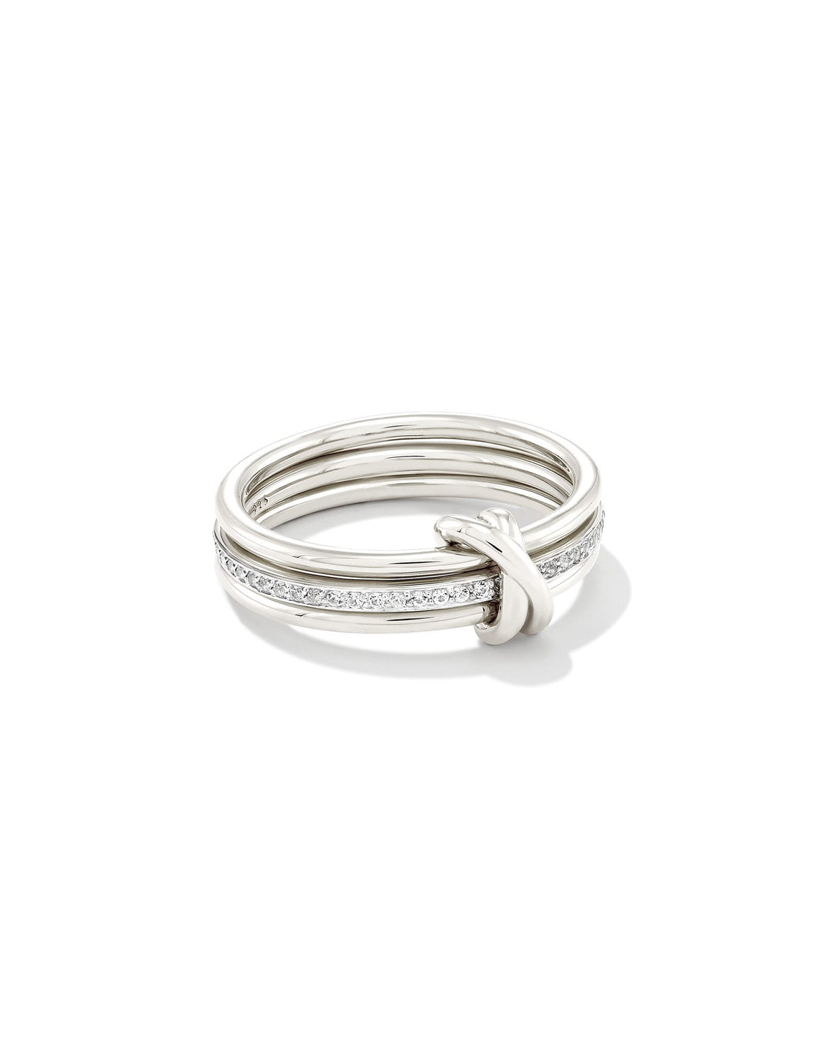 Avaline Tia Sterling Silver Band Ring in White Sapphire