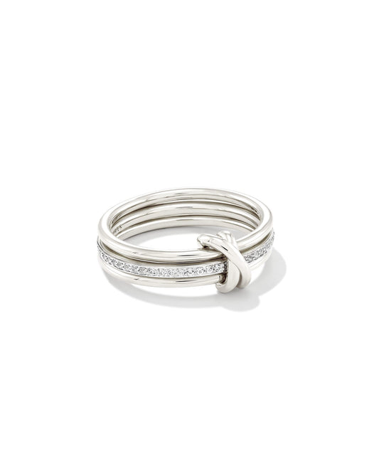 Avaline Tia Sterling Silver Band Ring in White Sapphire