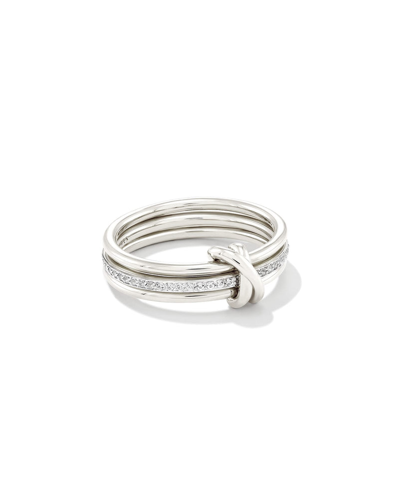 Avaline Tia Sterling Silver Band Ring in White Sapphire
