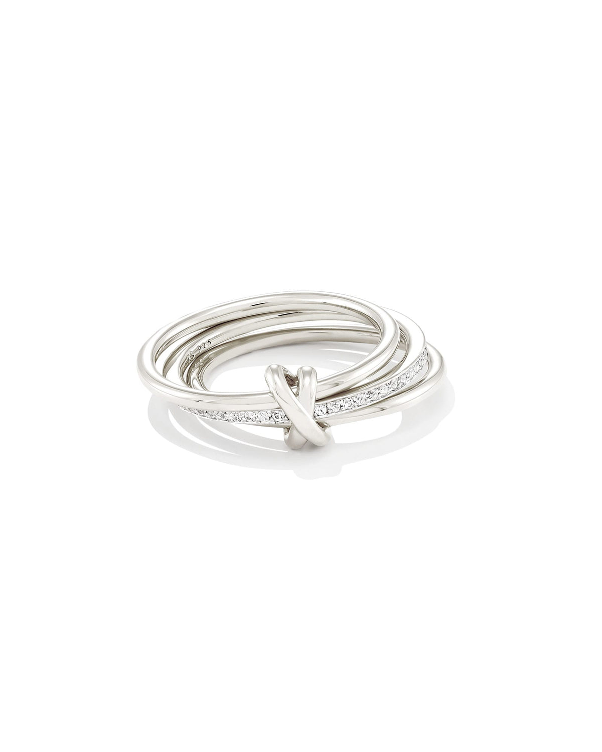 Avaline Tia Sterling Silver Band Ring in White Sapphire