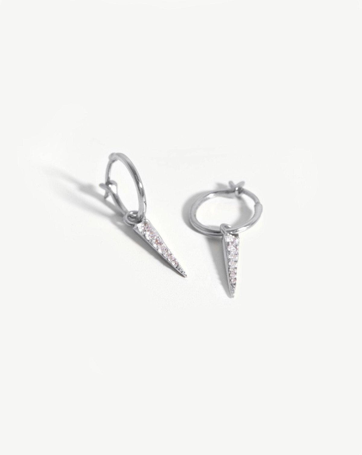 Avaline Small Pave Spike Charm Hoop Earrings