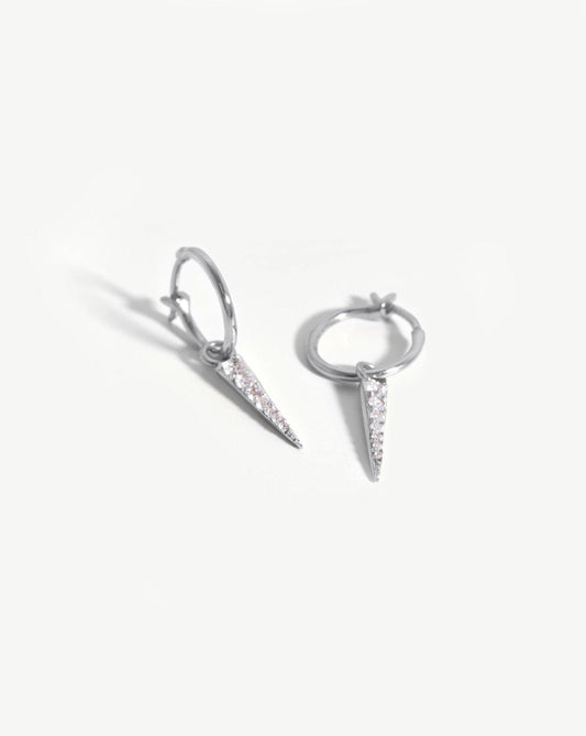 Avaline Small Pave Spike Charm Hoop Earrings