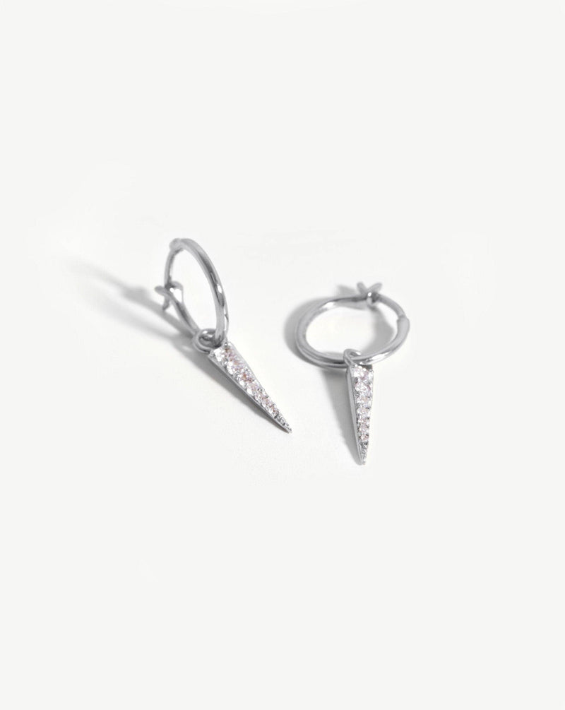 Avaline Small Pave Spike Charm Hoop Earrings