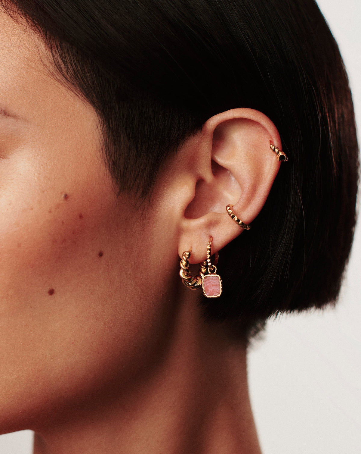 Avaline Mini Pyramid Charm Hoop Earrings