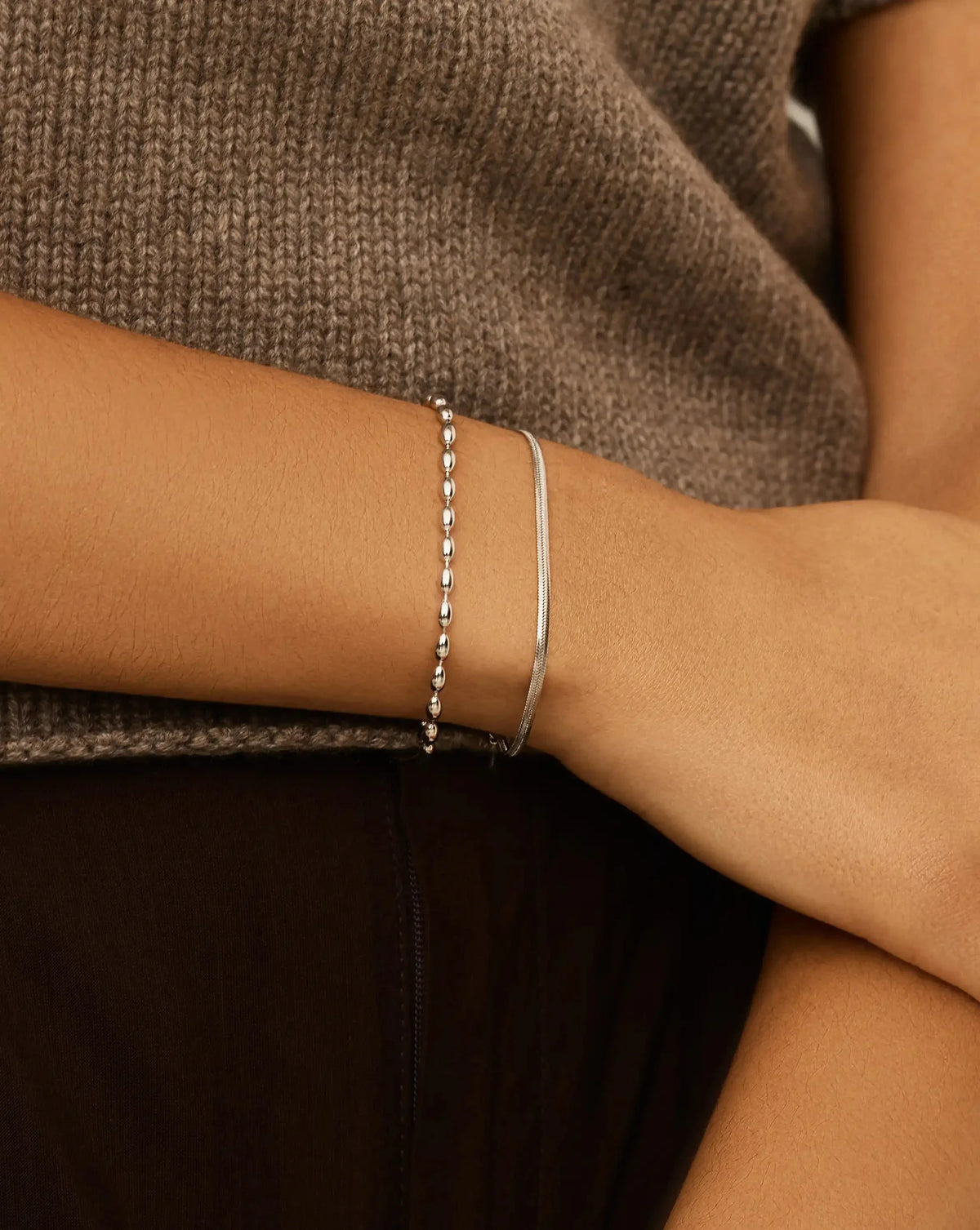 Avaline Molten Olive Chain Bracelet