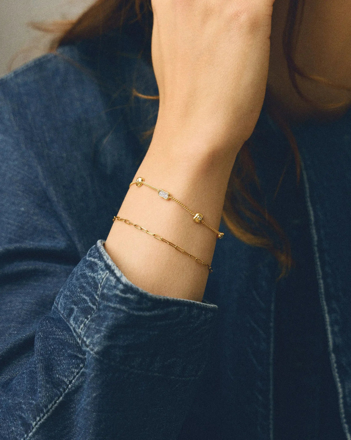 Avaline Molten Pavé Multi Charm Bracelet