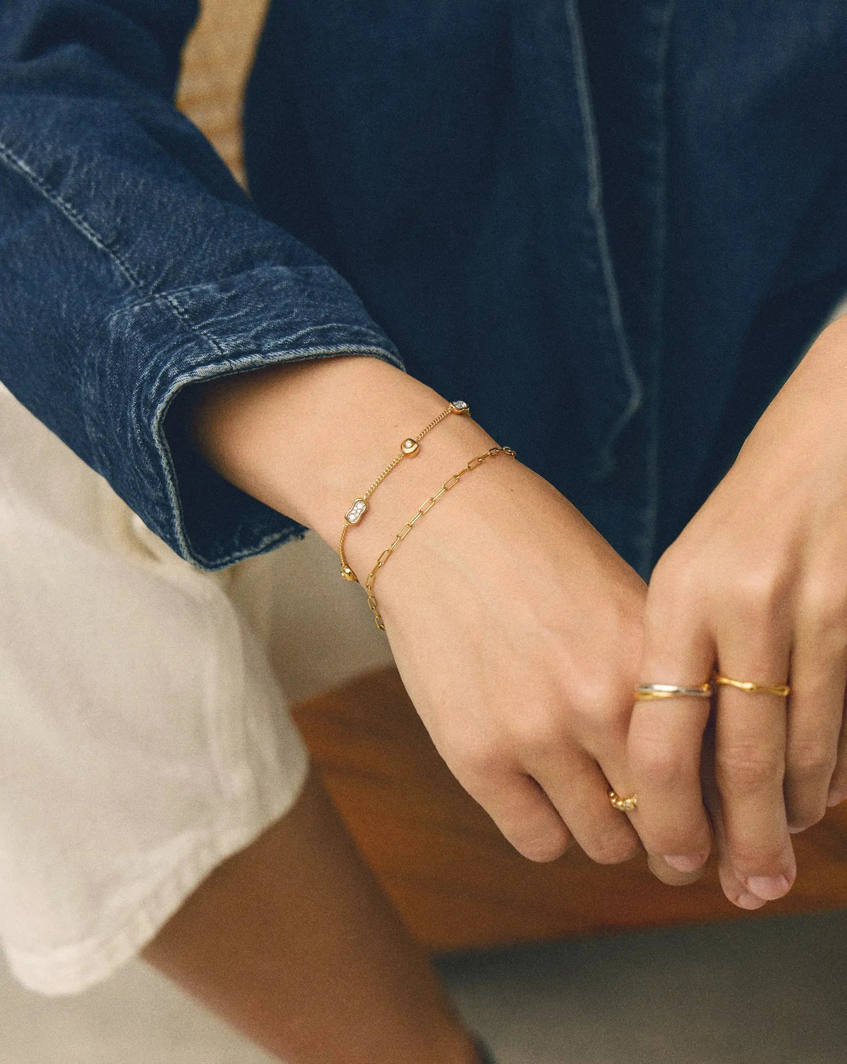 Avaline Molten Pavé Multi Charm Bracelet