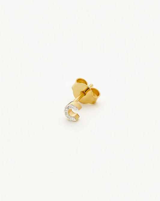 Avaline Pave Initial Single Stud Earring - Initial C