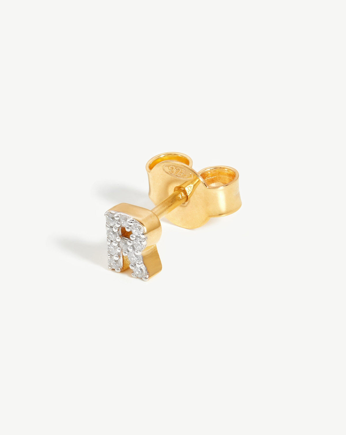 Avaline Pave Initial Single Stud Earring - Initial R