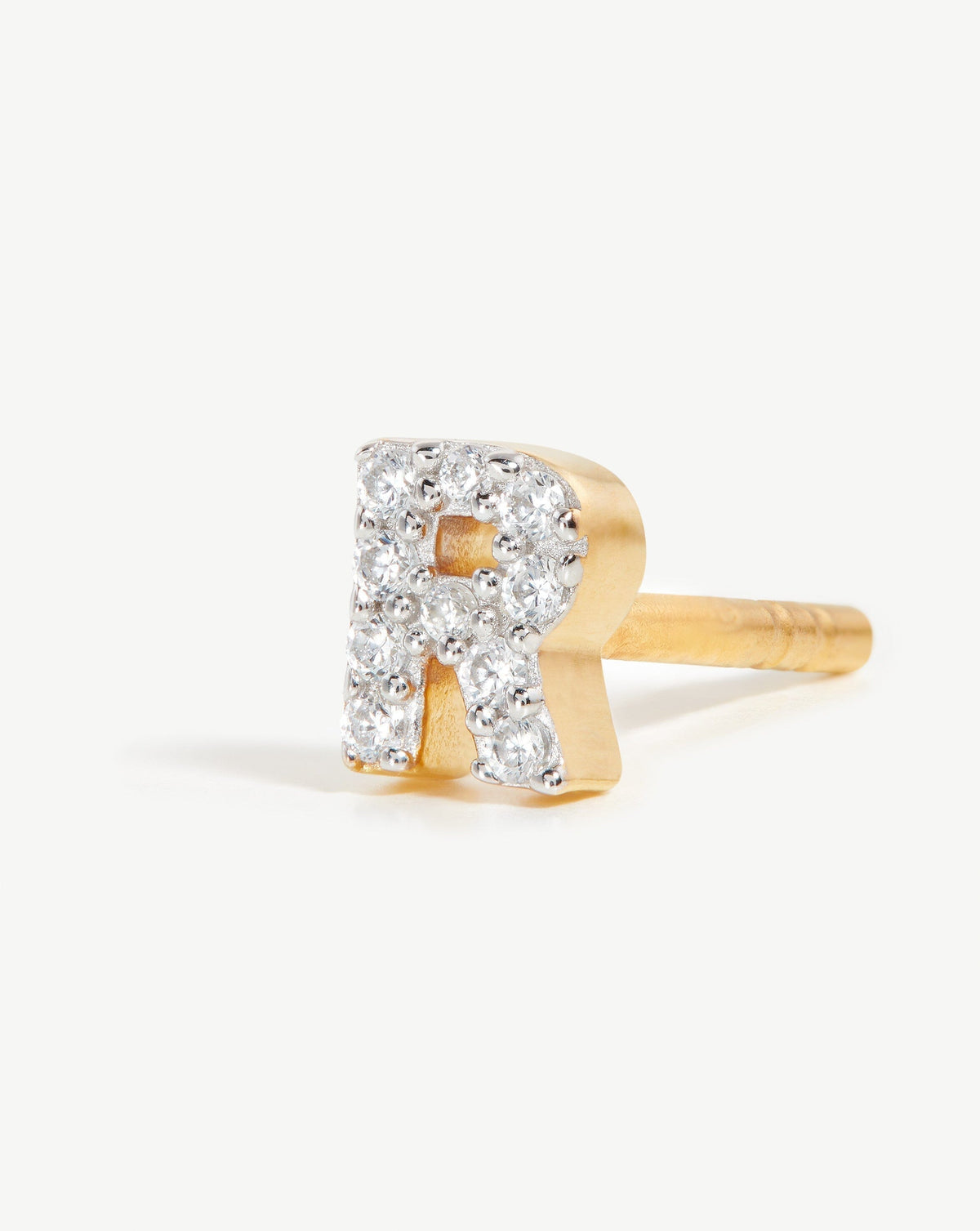Avaline Pave Initial Single Stud Earring - Initial R