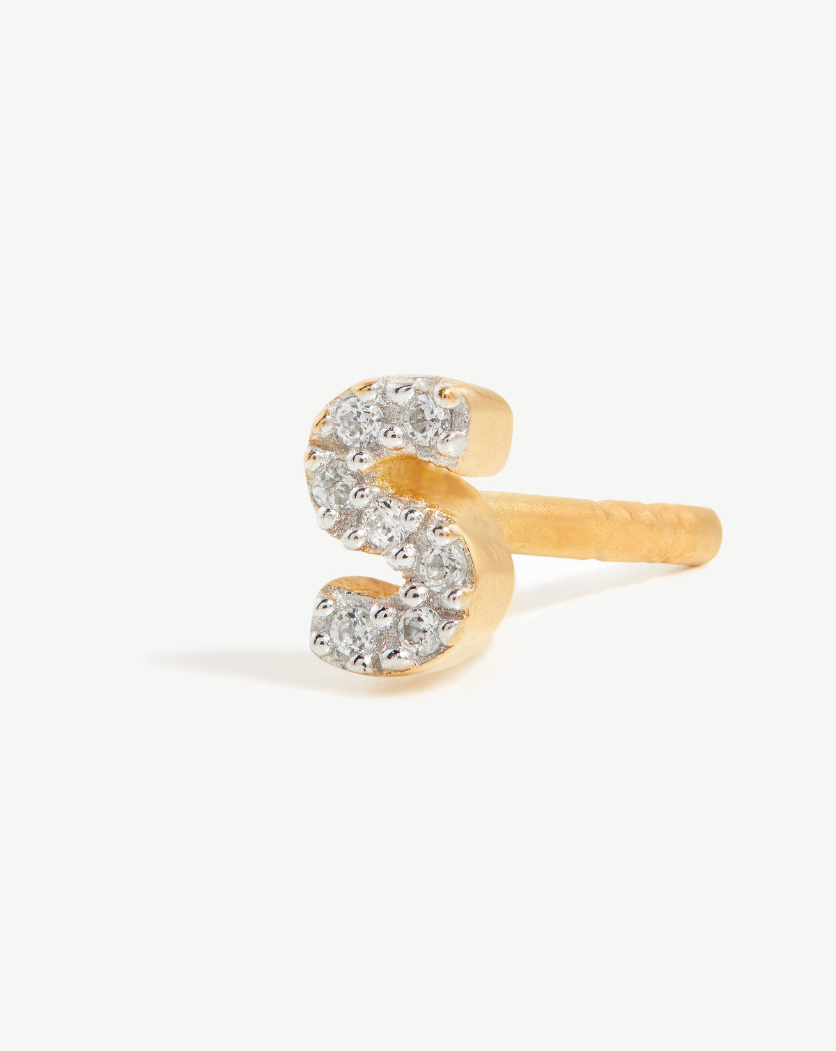 Avaline Pave Initial Single Stud Earring - Initial S